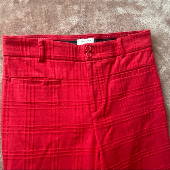 Anthropologie Essential Slim Jacquard Ankle Pants Trousers Red Size 6 - Picture 8 of 15